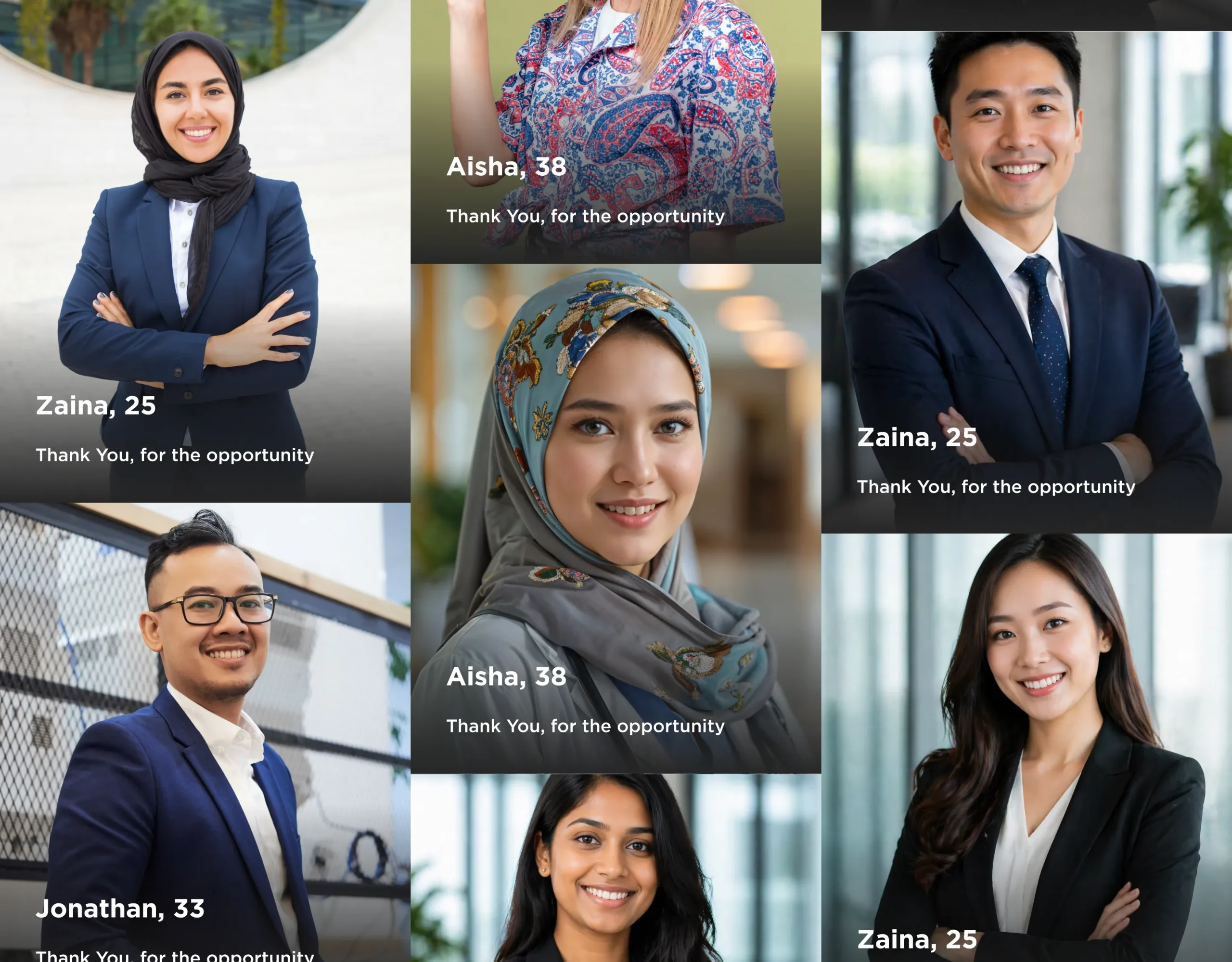Portrait collage of diverse Elken community members and distributors