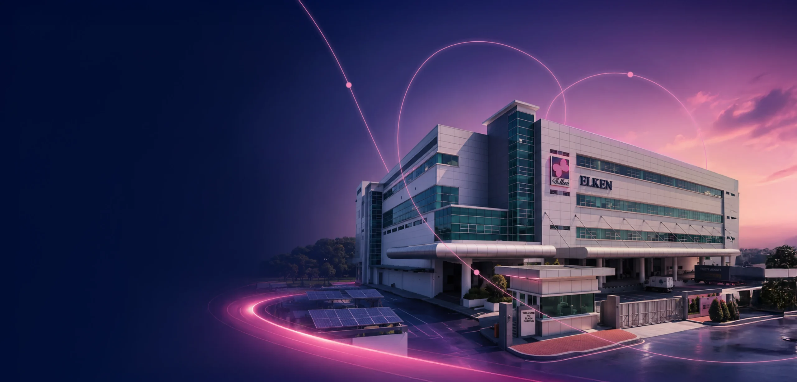 Exterior view of Elken Campus corporate headquarters building